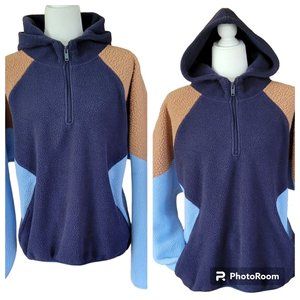 American Eagle Colorblock Sherpa Fleece Hooded Pullover Unisex Oversized L/XL